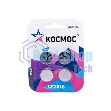 Элемент питания литиевый CR2016 4хBL (блист.4шт) КОСМОС KOC2016BL4