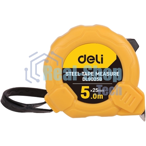 Рулетка Deli DL9025B 5мx25мм Метрическая. Корпус ударопрочный.