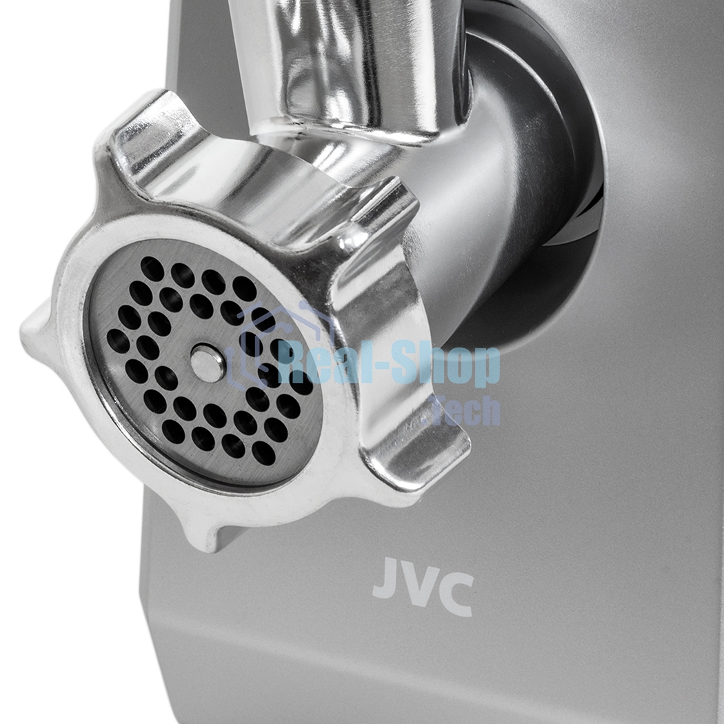 Мясорубка электрическая JVC JK-MG127 белый, 2500 Вт, 2.7 кг/мин, реверс, металлический лоток, насадки - 2