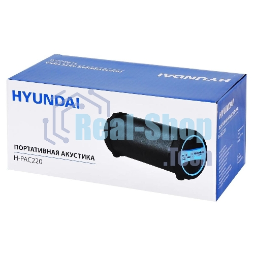 Колонка портативная Hyundai H-PAC220 черный/голубой 10W 1.0 BT/3.5Jack/USB