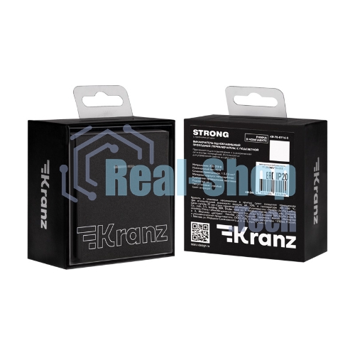 Выключатель Kranz STRONG 1 кл проходной (переключатель) с подсветкой 10А с/у антрацит
