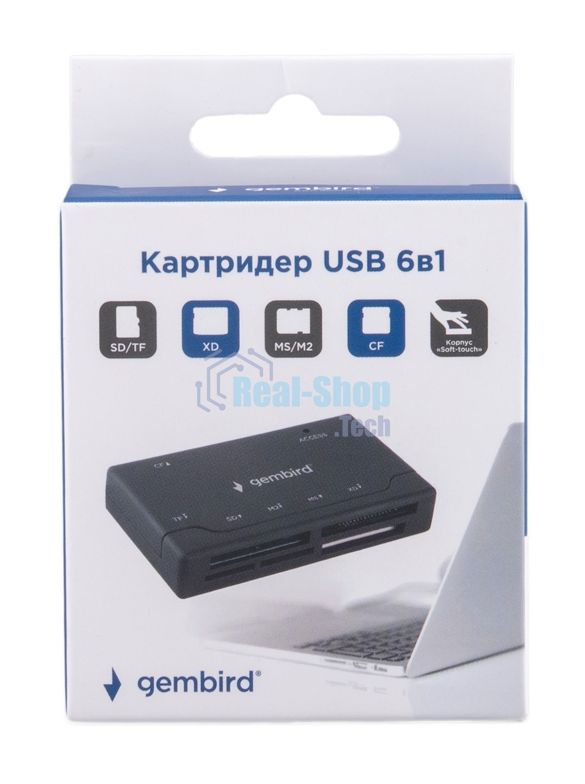 Кард-ридер Gembird FD2-MSD-4/черный/SD/TF/MicroSD/XD/MS/M2/CF/USB 2.0/пластик