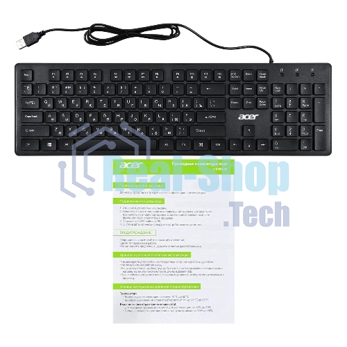 Клавиатура проводная Acer OKW020, USB, черный