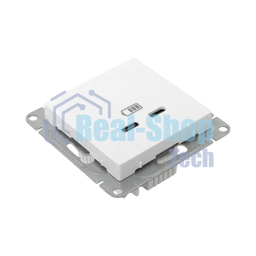 Розетка 2-м СП Эпика USB-C механизм бел. EKF UP1-SOW-2USBC