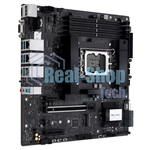 Материнская плата Asus PRO WS W680M-ACE SE, LGA1700, Intel W680, 4xDDR5, 8xSATA, 2xM.2, 1xPCIe 5.0 x16, 1xPCIe 3.0 x4, 1xPCIe 3.0 x1, 1xDP, 1xHDMI, 1xVGA, 3x2.5Gb LAN, 1xUSB-C 10Gbps, 1xUSB-A 10Gbps, 4xUSB-A 5Gbps, 3x3.5 мм, 7.1, mATX