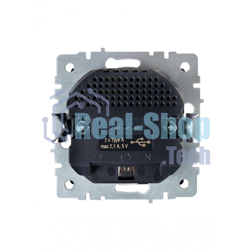 Розетка 1-местная IEK BRITE РЮш10-1-БрШ (BR-R14-16-U21-D21-K37) 16А, с USB A+A 2.1А, с заземлением, с защитными шторками, шампань