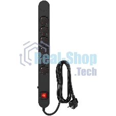 Сетевой фильтр Ippon NF-EU-1.8-10 1.8 м, 6 розеток, черный, коробка