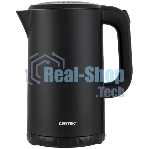 Чайник электрический Centek CT-0020 черный металл 1.7 л, 2200 Вт, бесшовная колба, двойные стенки