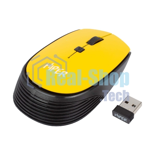 Мышь беспроводная HIPER HOMW-085 желтый, 1600 dpi, радиоканал, USB, кнопки - 4