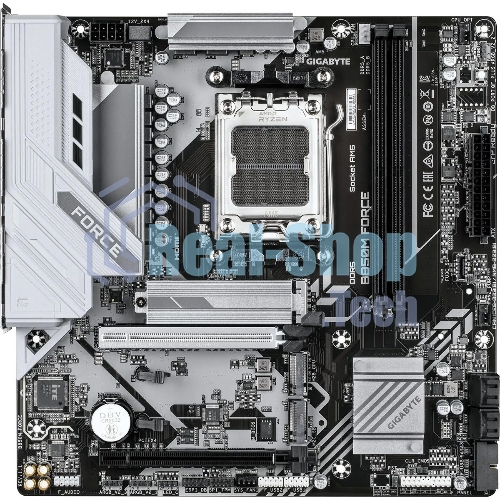 Материнская плата Gigabyte B850M FORCE, AM5, AMD B850, 2xDDR5, 4xSATA, 3xM.2, 1xPCIe 5.0 x16, 1xPCIe 4.0 x4, 1xHDMI, 1xDP, 1x2.5Gb LAN, 1xUSB-C 5Gbps, 1xUSB-A 10Gbps, 2xUSB-A 5Gbps, 2xUSB-A 2.0, 3x3.5 мм, 7.1, mATX