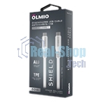 Кабель OLMIO SHIELD, Type-C - Type-C, 60W 3A, 1.2м, белый