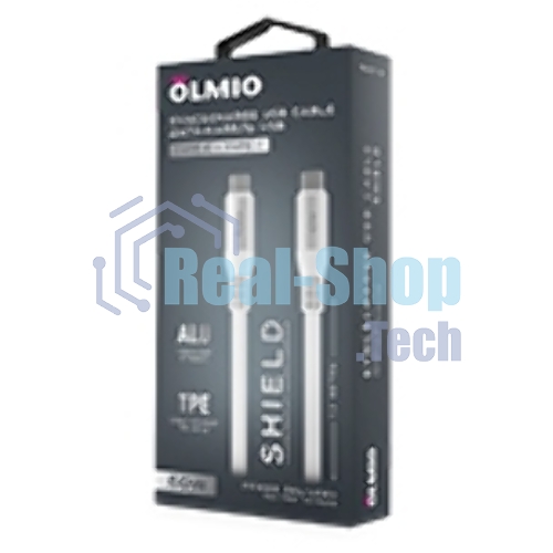 Кабель OLMIO SHIELD, Type-C - Type-C, 60W 3A, 1.2м, белый