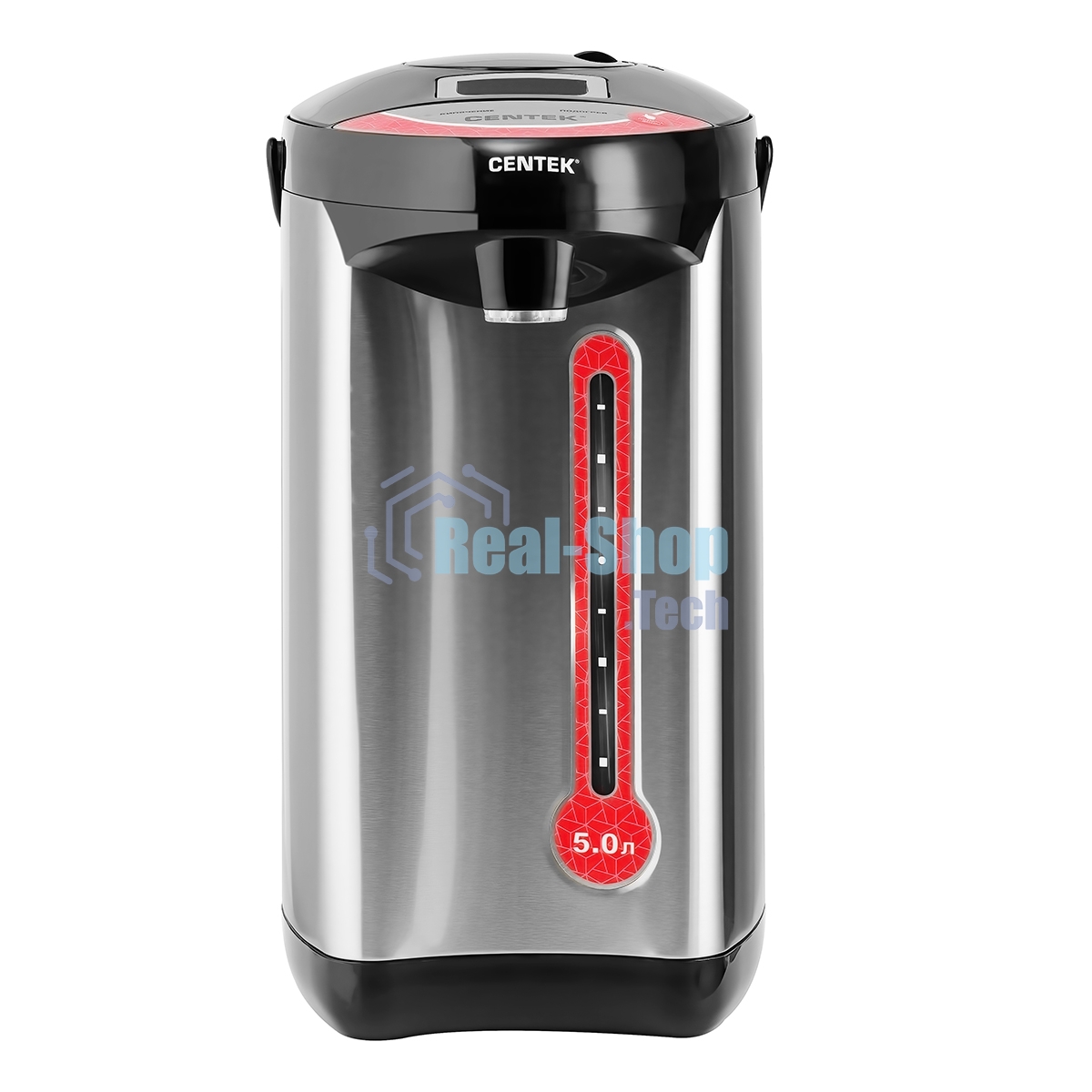 Термопот Centek CT-0082 черный, 5л, 750 Вт, 3 способа подачи воды, корпус из нержавеющей стали