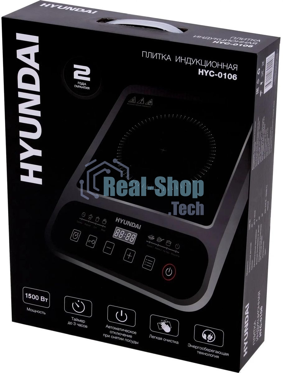 Плита настольная электрическая Hyundai HYC-0106 черный, 1.4 кВт, индукция, конфорки - 1, стеклокерамика, сенсор