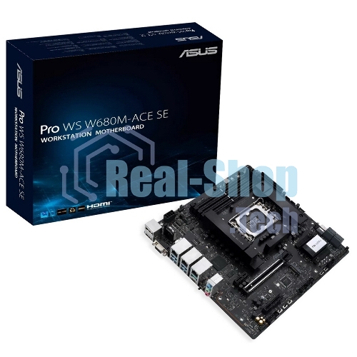 Материнская плата Asus PRO WS W680M-ACE SE, LGA1700, Intel W680, 4xDDR5, 8xSATA, 2xM.2, 1xPCIe 5.0 x16, 1xPCIe 3.0 x4, 1xPCIe 3.0 x1, 1xDP, 1xHDMI, 1xVGA, 3x2.5Gb LAN, 1xUSB-C 10Gbps, 1xUSB-A 10Gbps, 4xUSB-A 5Gbps, 3x3.5 мм, 7.1, mATX