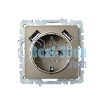 Розетка 1-местная IEK BRITE РЮш10-1-БрШ (BR-R14-16-U21-D21-K37) 16А, с USB A+A 2.1А, с заземлением, с защитными шторками, шампань