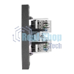 Розетка Kranz STRONG компьютерная двойная RJ45+RJ45 кат6 с/у графит