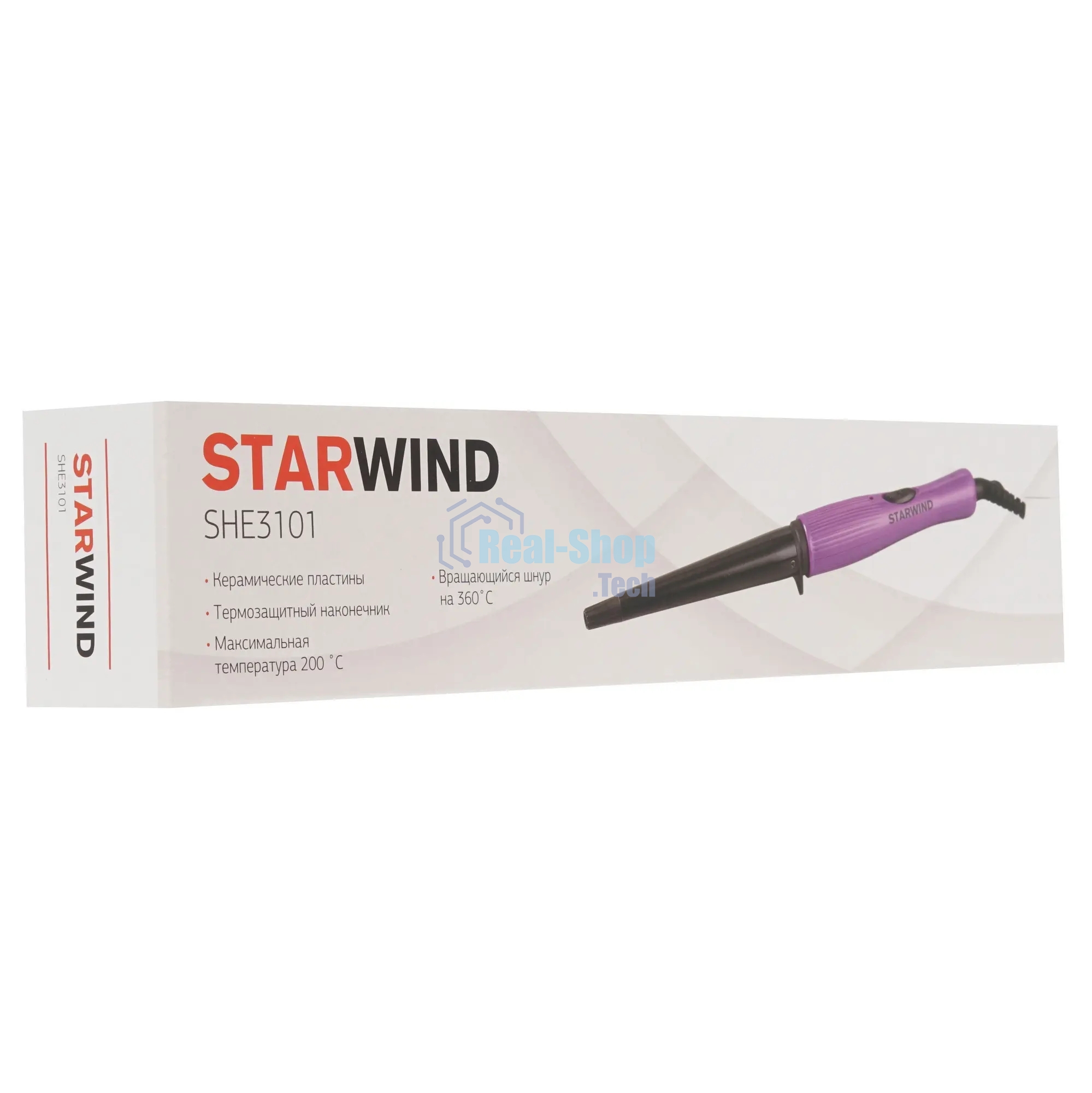 Щипцы для завивки волос Starwind SHE3101 фиолетовый, 13-19 мм, 200 °C, 1 режим
