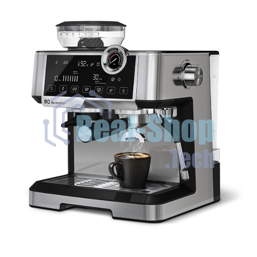 Кофеварка рожковая BQ CM5002 серебристый/черный, исп. кофе - зерновой/молотый, 2,8 л, 2400 Вт, 19 бар
