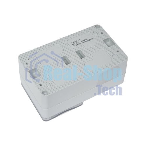 Блок открытого монтажа AtlasDesign PROFI IP54: розетка с заземлением со шторками 16А, выключатель 2-клав.10А, серый