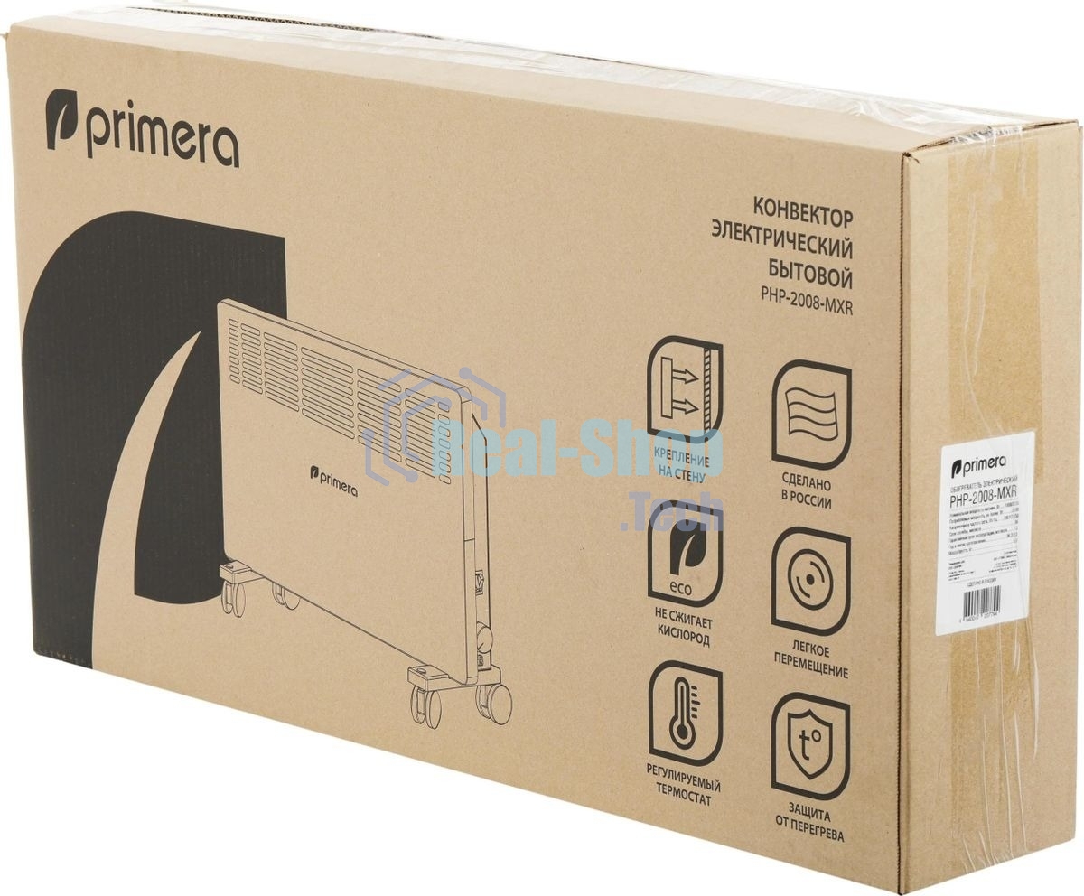 Конвектор электрический Primera Ram PHP-2008-MXR, белый, 2000 Вт, 25 м2, термостат