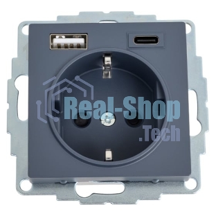 Розетка SE AtlasDesign 16А с USB A+C (5В/2,4А/3 А, 2х5В/1,5А), мех, грифель
