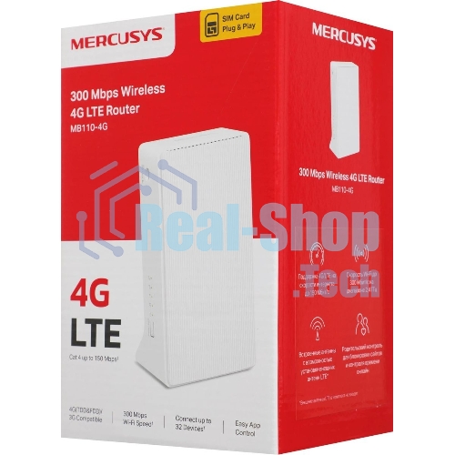 Роутер Wi-Fi Mercusys MB110-4G N300 с поддержкой 4G LTE