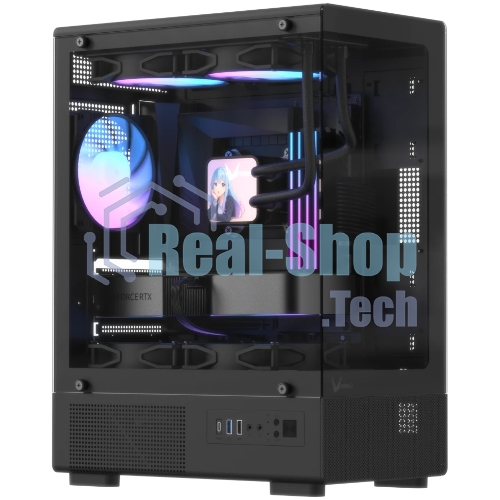 Корпус Formula Crystal Z1CM Plus AR v2 черный без БП mATX 5x120мм 1xUSB3.0 audio bott PSU