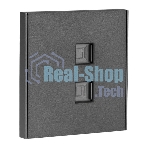 Розетка Kranz STRONG компьютерная двойная RJ45+RJ45 кат6 с/у графит
