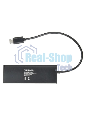 USB-концентратор Digma HUB-4U2.0-UC-B, USB-C, USB 2.0 4 порта, USB