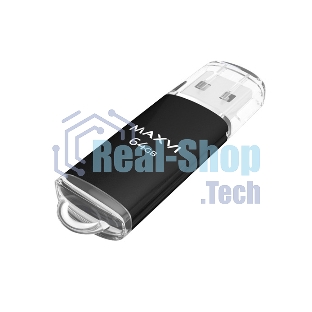 Флешка USB R/W Maxvi MP 64Gb USB 2.0 black, монолит с колпачком, металл + ABS пластик