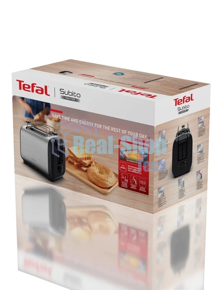 Тостер Tefal Express Metal TT5S1DE0 серебристый/чёрный, 1200 Вт, 2 слота