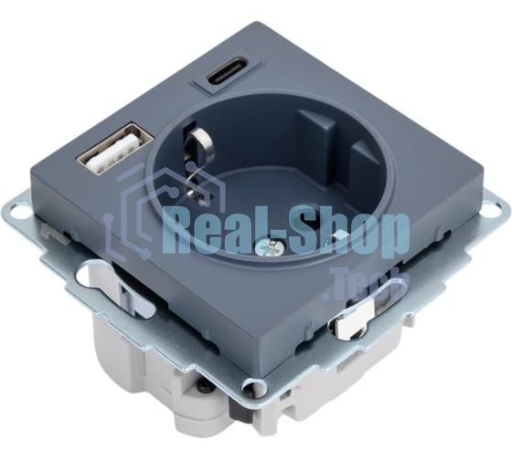 Розетка SE AtlasDesign 16А с USB A+C (5В/2,4А/3 А, 2х5В/1,5А), мех, грифель