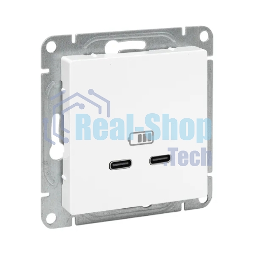 Розетка 2-м СП Эпика USB-C механизм бел. EKF UP1-SOW-2USBC