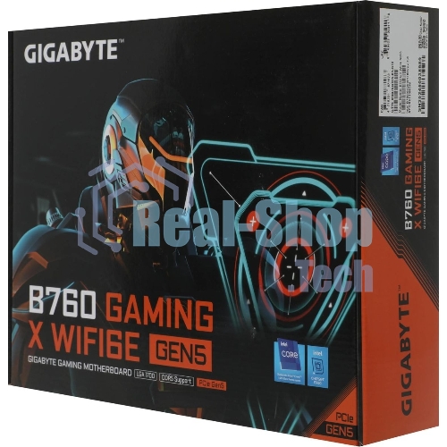 Материнская плата Gigabyte B760 GAMING X WIFI6E GEN5, LGA1700, Intel B760, 4xDDR5, 4xSATA, 3xM.2, 1xPCIe 5.0 x16, 2xPCIe 3.0 x1, 1xHDMI, 1xDP, 1x2.5Gb LAN, Wi-Fi 6E, Bluetooth 5.3, 1xUSB-C 5Gbps, 1xUSB-A 10Gbps, 1xUSB-A 5Gbps, 5xUSB-A 2.0, 6x3.5 мм, 7.1, ATX