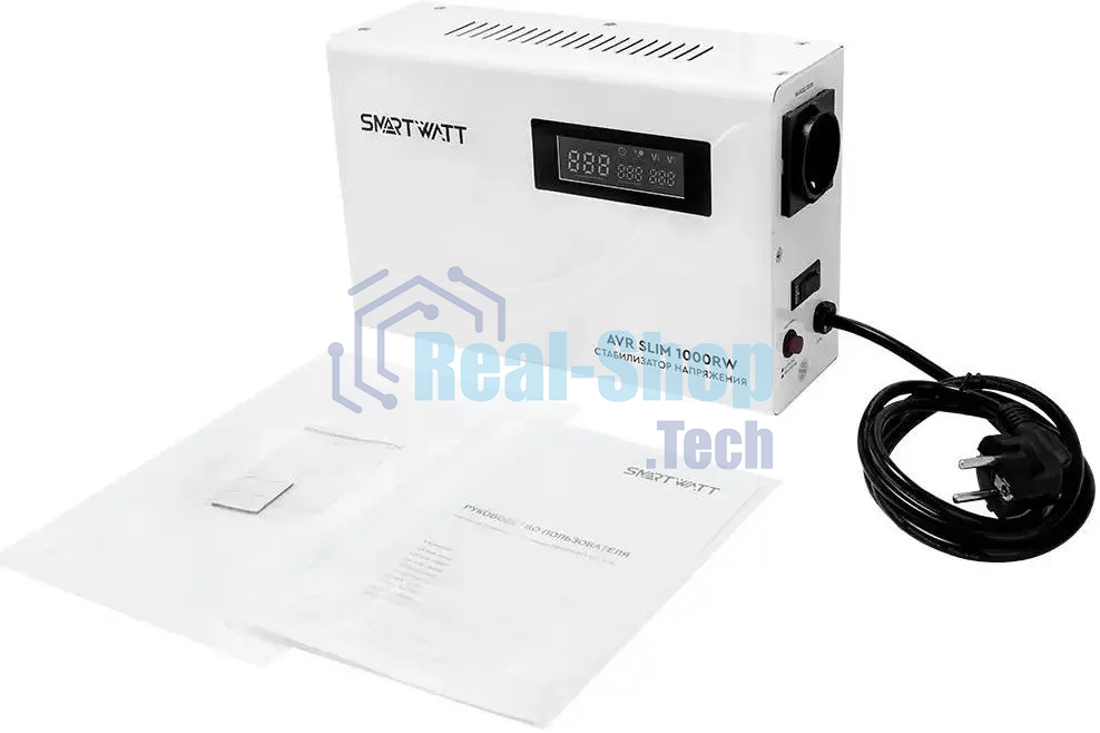 Настенный стабилизатор напряжения SMARTWATT AVR SLIM 1000RW (100W - 260W, 1000VA, 1 кВт, 50 Гц, розеток - 1, LED-дисплей