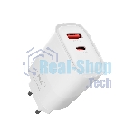 Сетевое зарядное устройство MORE CHOICE NC81 СЗУ 1USB+1Type-C 3.0A PD 20W+ QC3.0, белый