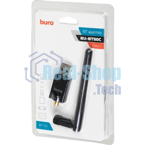 Адаптер USB Buro Bluetooth 5.0+EDR class 1 100м черный