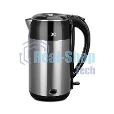 Электрочайник BQ KT2030SW черный/серебристый, 2.2 л, 2200 Вт, скрытый нагревательный элемент