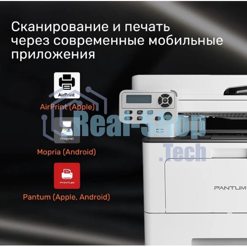 МФУ лазерное Pantum BM5100ADW, A4, ч/б, печ. до 40 стр/мин., скан. до 24 стр/мин., 1200x1200dpi, USB, RJ-45, Wi-Fi, проектная модель