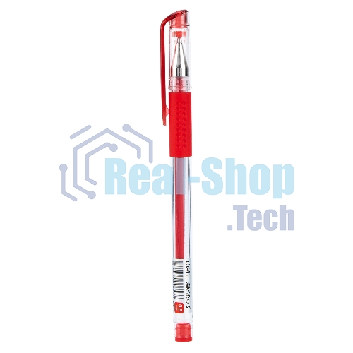 Ручка гелевая Deli Daily E6600SRed прозрачный, d=0.5мм, красные чернила, резиновая манжета