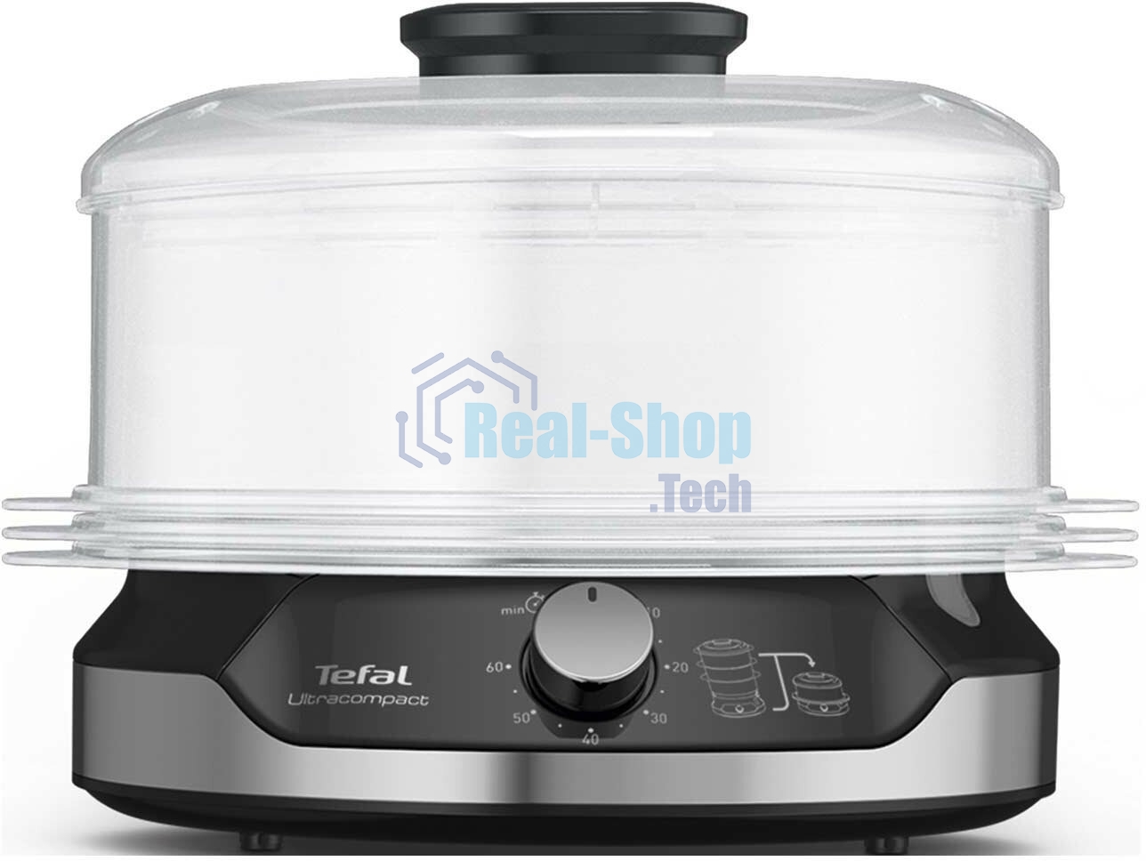 Пароварка Tefal VC204810 черный, 9 л, ярусы - 3, 800 Вт, механическое