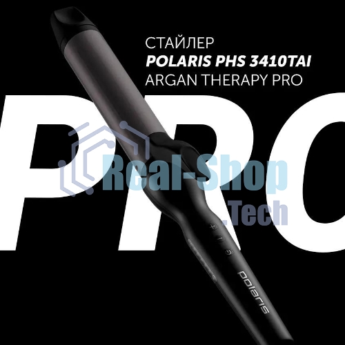 Щипцы для завивки волос Polaris PHS 3410TAi Argan Therapy PRO черный, 34 мм, 220 °C, 6 режимов