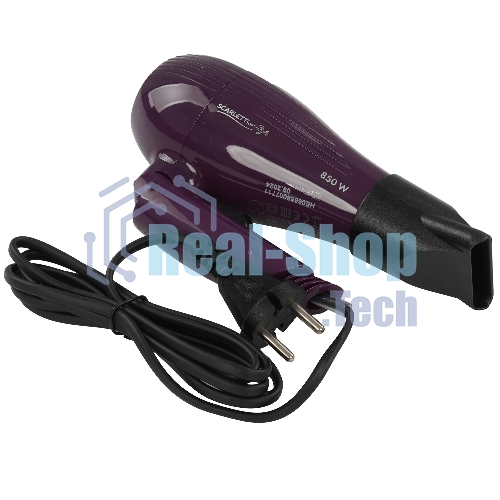 Фен Scarlett SC-HD70T24 фиолетовый/черный, 850 Вт, компактный