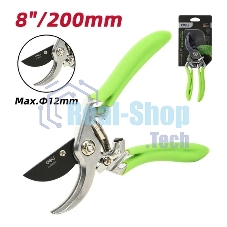Секатор садовый Deli DL580207 цельнокованный, лезвия с тефлоновым покрытием, длина 215мм, макс. диаметр резки 12мм, сталь SK5