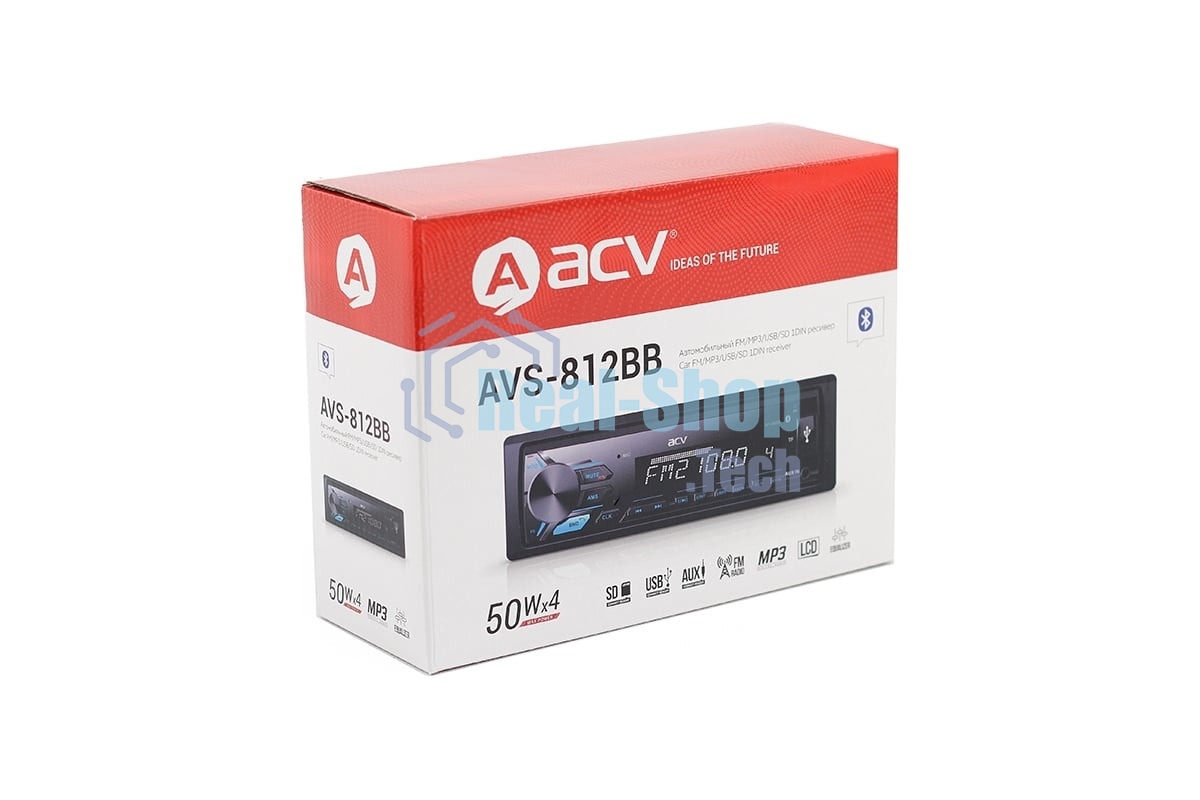 Автомагнитола ACV AVS-812BB, 1 DIN, Bluetooth, USB Type-A, AUX
