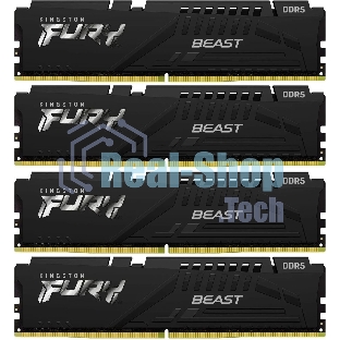 Оперативная память Kingston Fury Beast, DDR5, 128Gb (4x32Gb), 5200MHz, CL40, DIMM, радиатор, черный