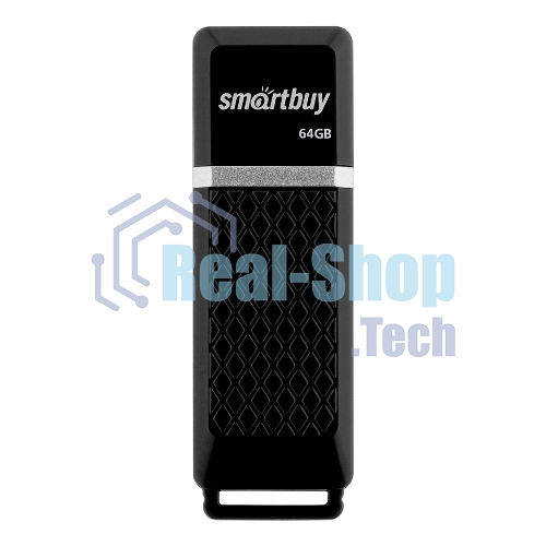 Флешка USB Smartbuy Quartz black (SB64GbQZ-K), 64Gb, USB 2.0, R/W 25/15, черный