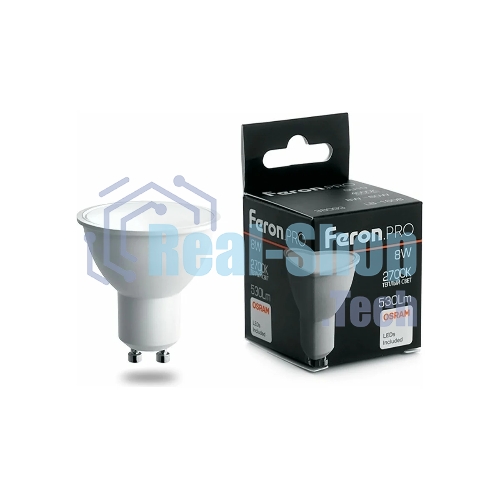Лампа светодиодная Feron PRO LB-1608 GU10 8W 2700K