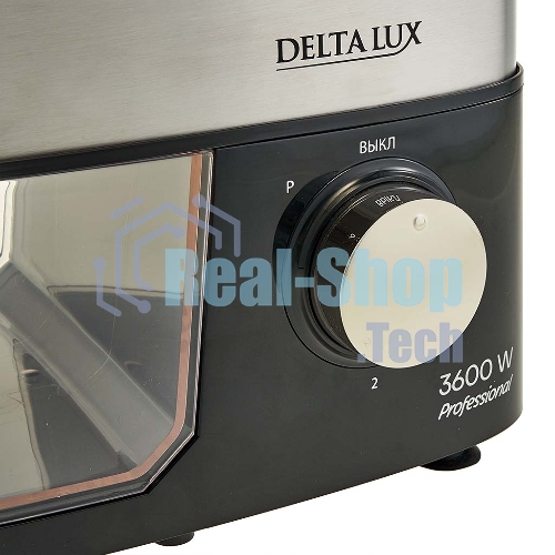 Мясорубка электрическая DELTA LUX DE-602MS черный, 3600 Вт, 2.5 кг/мин, реверс, защита от перегрузки, насадки - 6